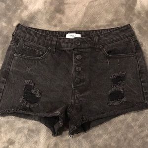 F21 black denim shorts